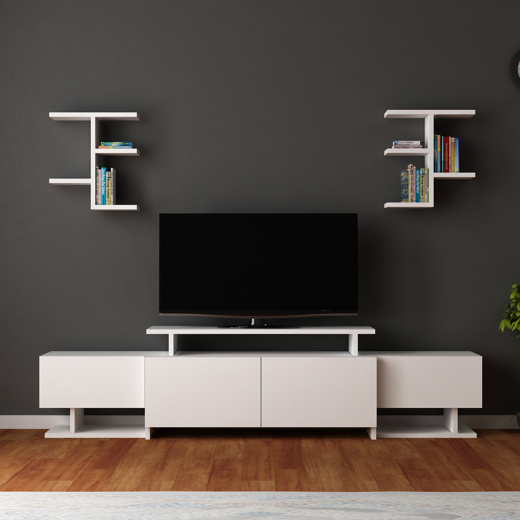 Blossom 180.4 cm TV Stand TV Unit Entertainment Center Wall Cabinets Shelves for 52