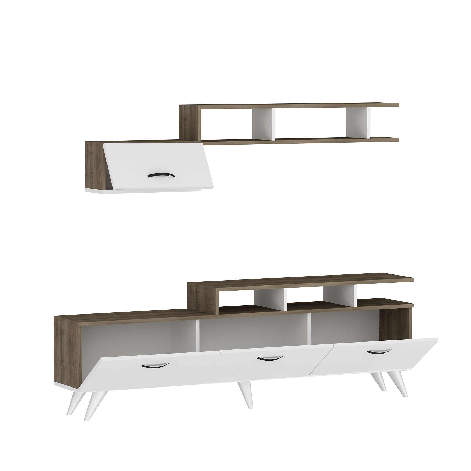 Angy TV Stand TV Unit Entertainment Center Wall Cabinets Shelves for 47