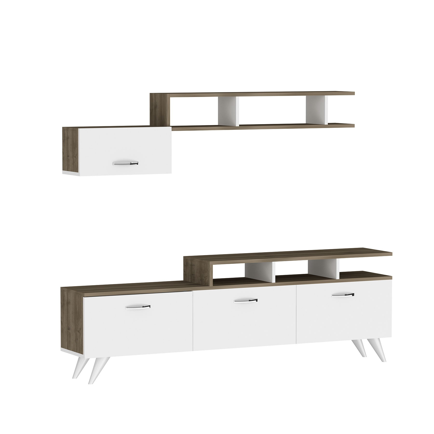 Angy TV Stand TV Unit Entertainment Center Wall Cabinets Shelves for 47