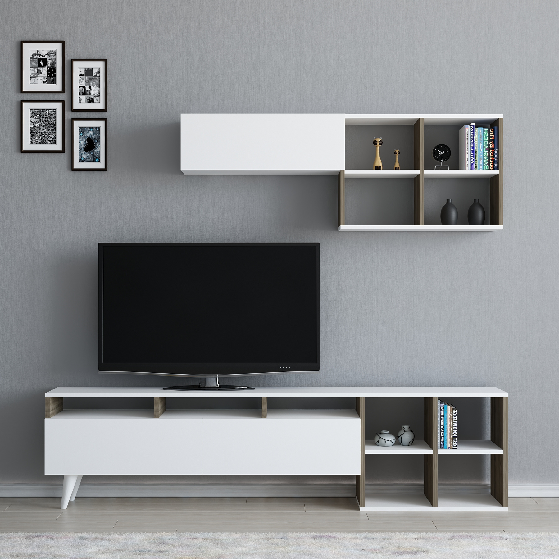 Ruta 180 cm TV Stand TV Unit Entertainment Center Wall Cabinets Shelves for 52