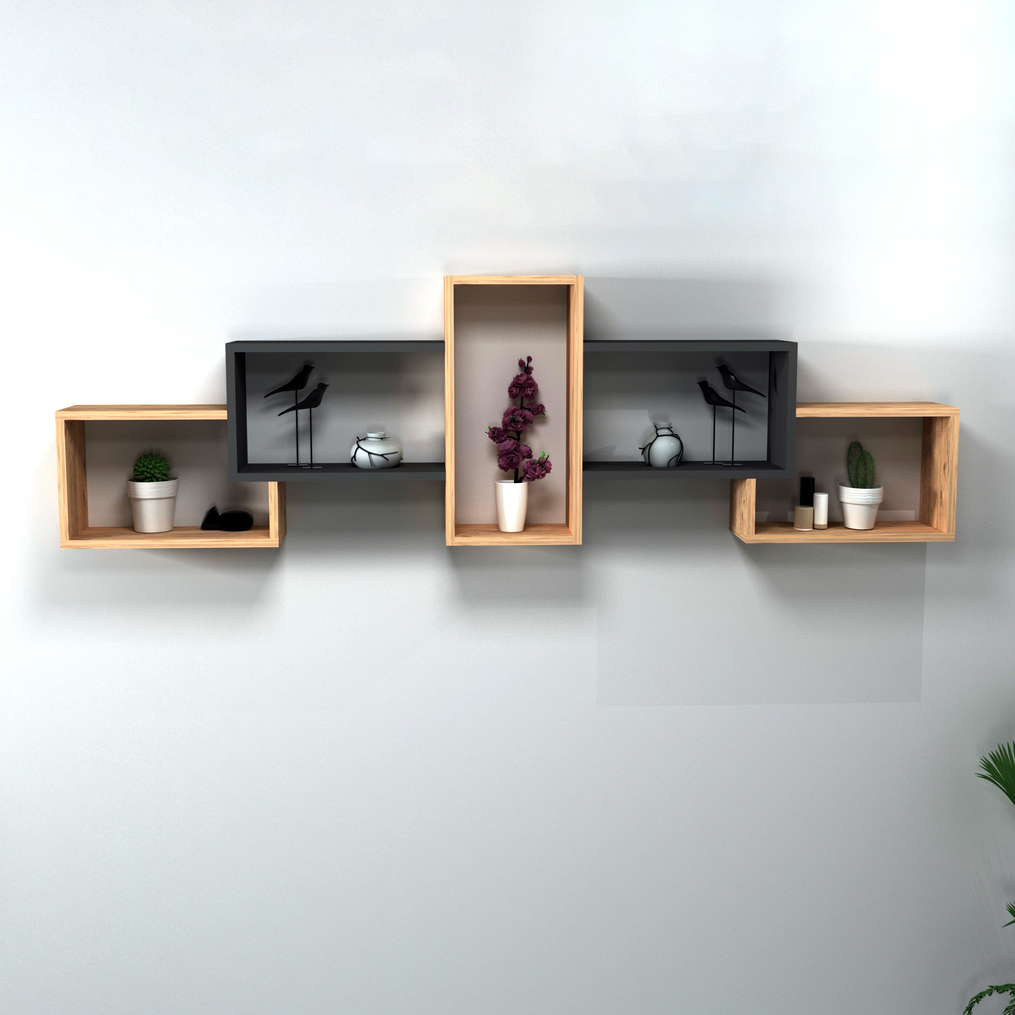 Ella Wall Shelf - Atlantic Pine & Anthracite Modern Wall Shelf