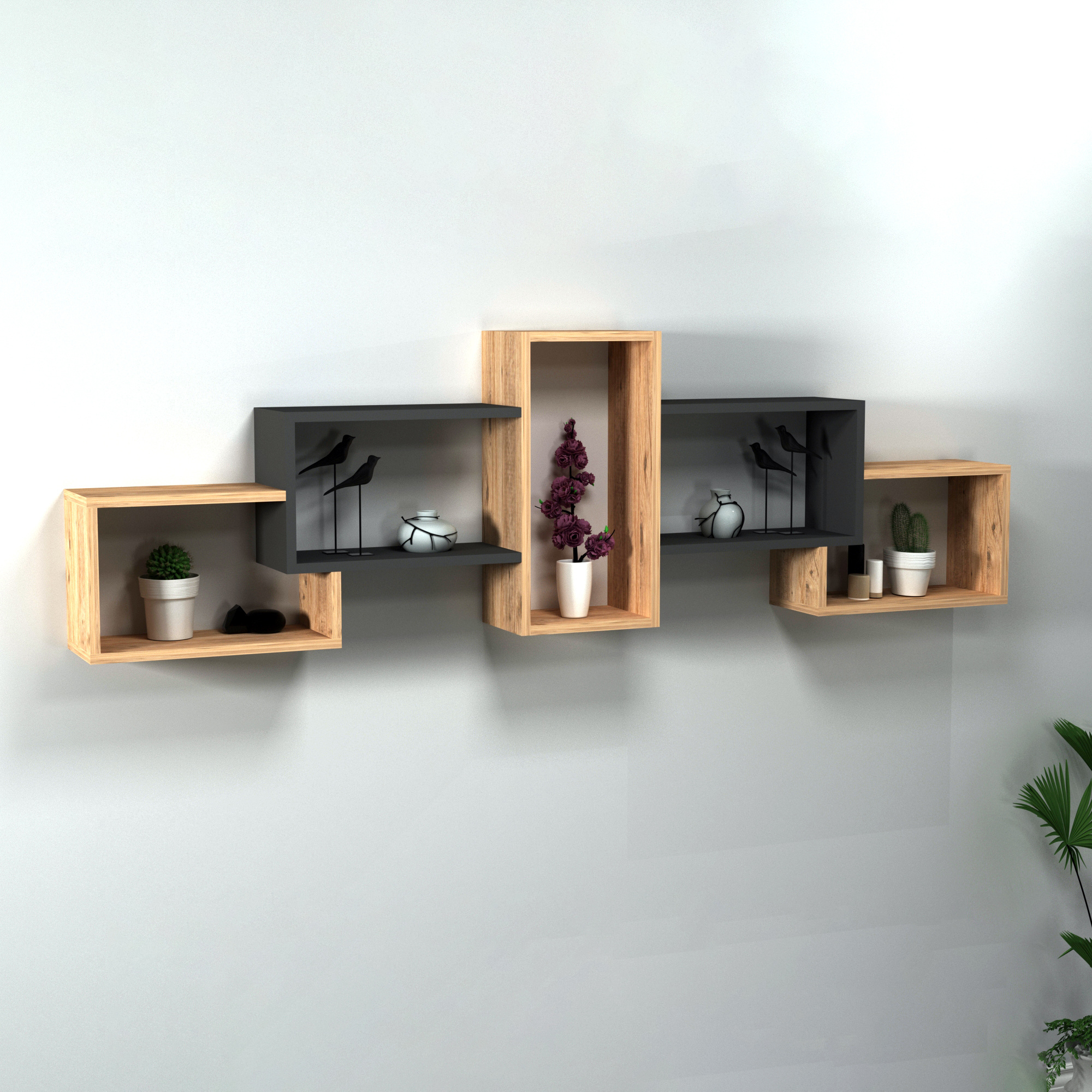 Ella Wall Shelf - Atlantic Pine & Anthracite Modern Wall Shelf