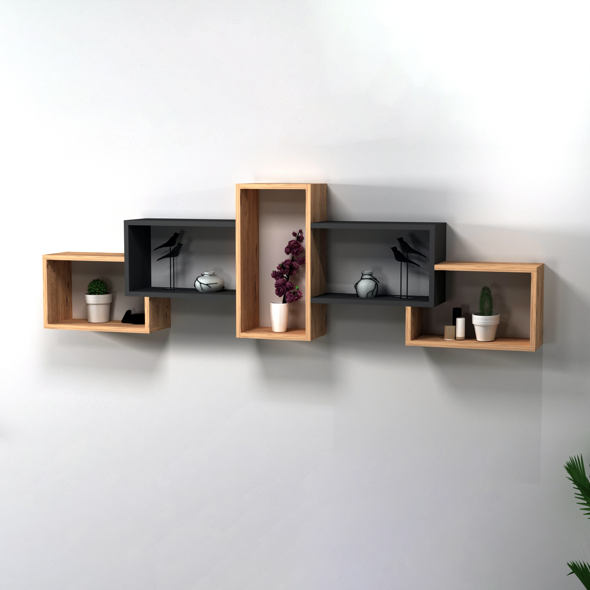 Ella Wall Shelf - Atlantic Pine & Anthracite Modern Wall Shelf