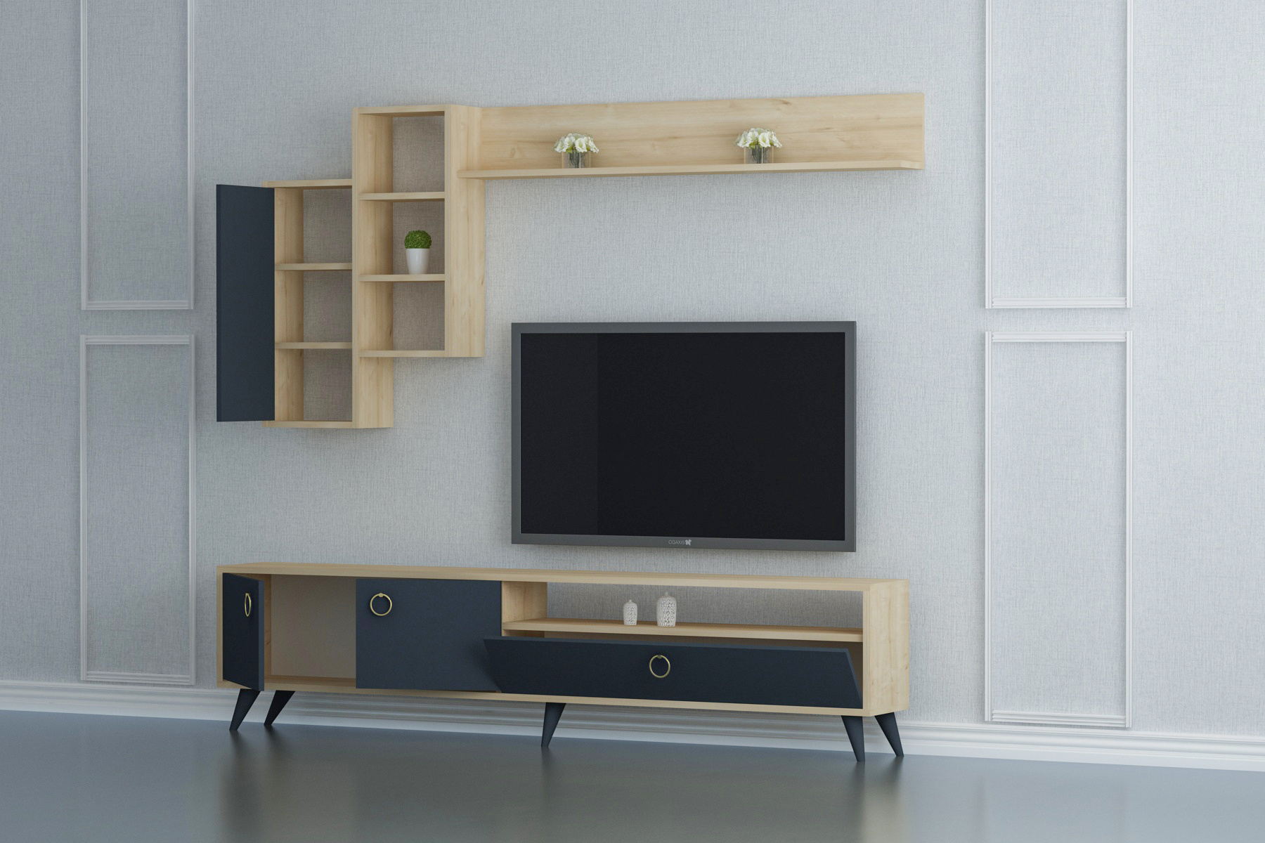 Ariana 180 cm TV Stand TV Unit Entertainment Center Wall Cabinets Shelves for 78