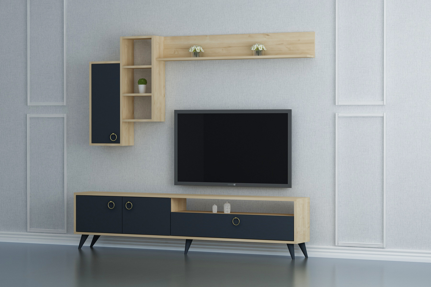 Ariana 180 cm TV Stand TV Unit Entertainment Center Wall Cabinets Shelves for 78