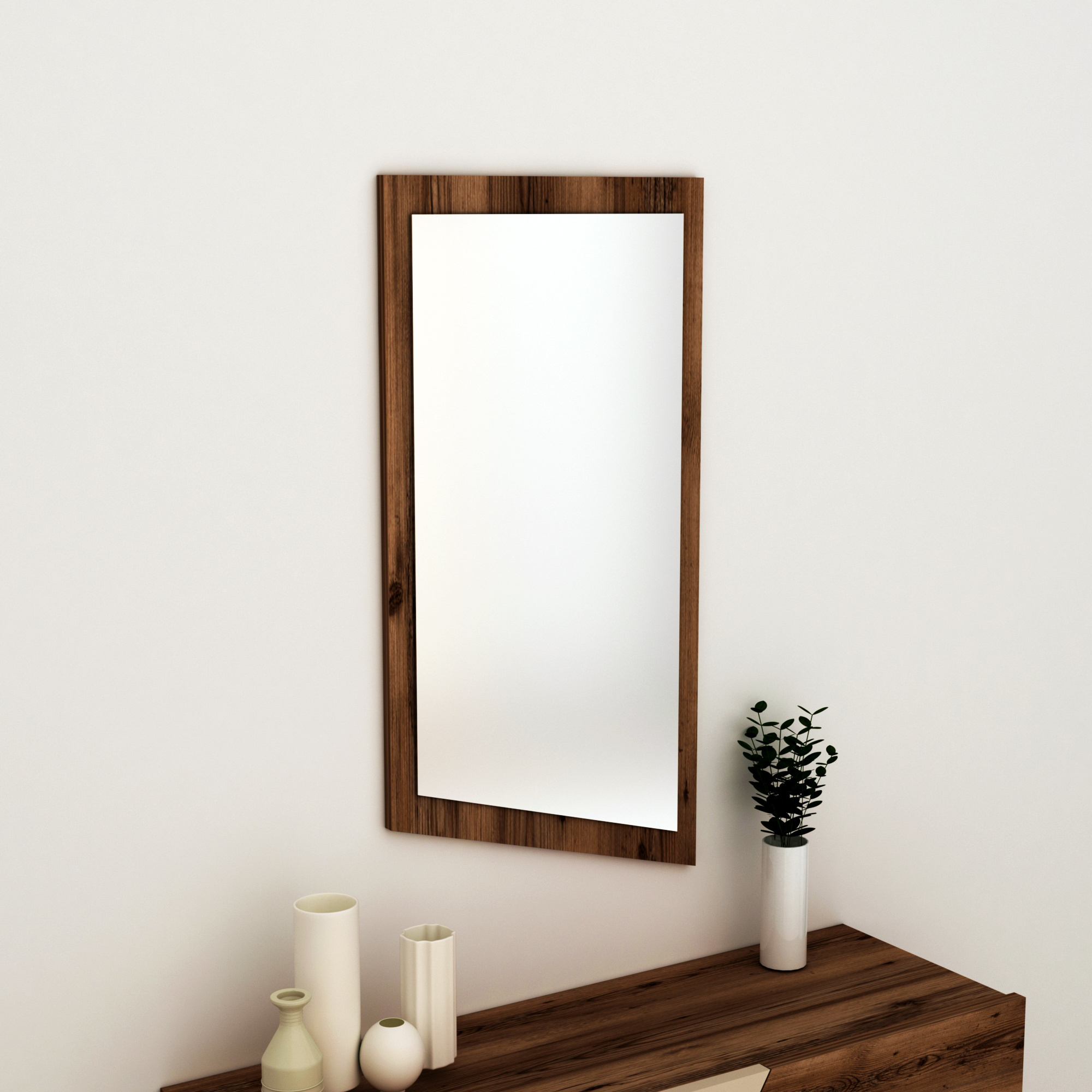 Curve Framed Mirror - Light Walnut Wooden Framed Mirror Custom Design Wooden Mirror Frame in Custom Sizes