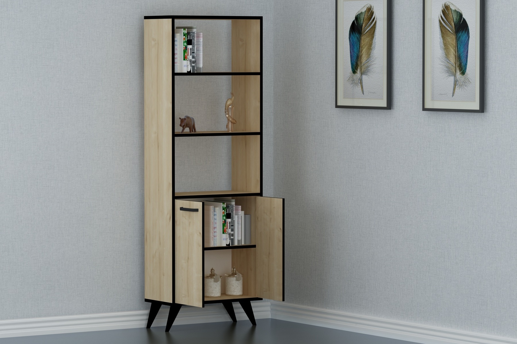 Crystal Modern Bookcase Bookstore Bookshelf Shelving Unit with Drawers and Shelves Stylish Bookshelf bookcas