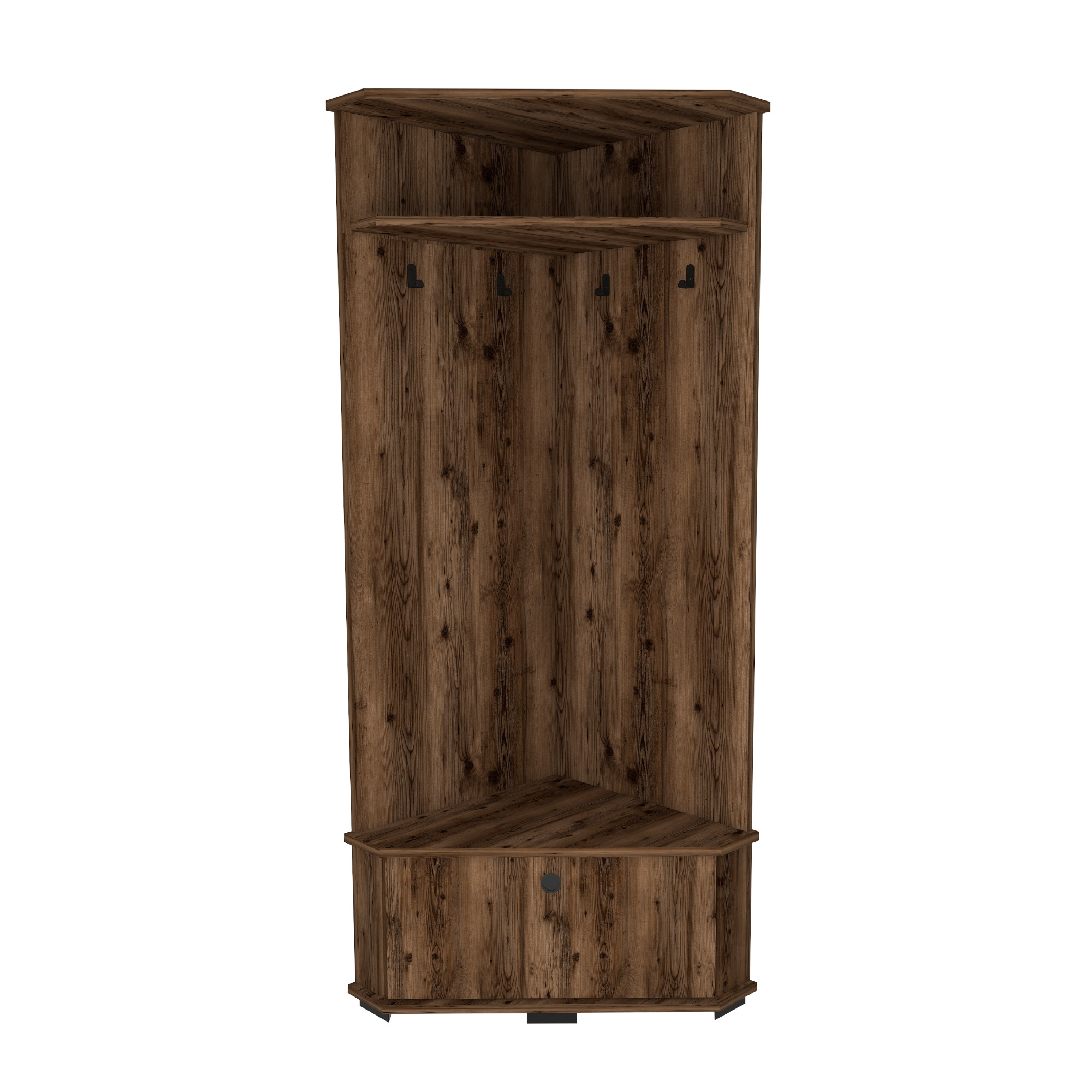 Reina Corner Hallway Coat Rack with Cabinet Wooden Shoe Rack and hat rack storage unit