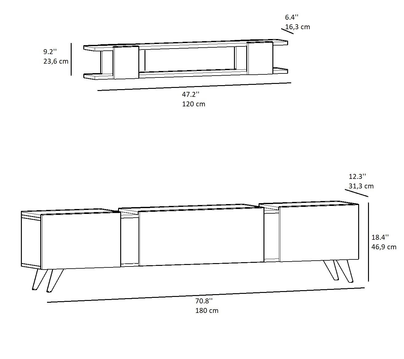 Madrid 180 cm TV Stand TV Unit Entertainment Center Wall Cabinets Shelves for 78