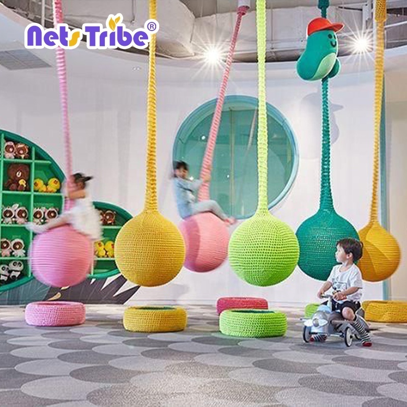 Indoor playground equipment hanging kids swings for resort hotel playground and kindergarten