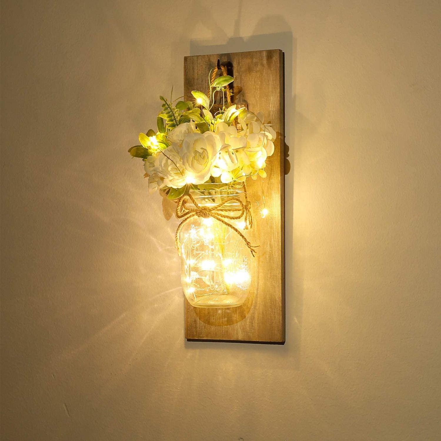 Handmade Wall Art Hanging Design Rustic Wall Sconces Mason Jar wall decor