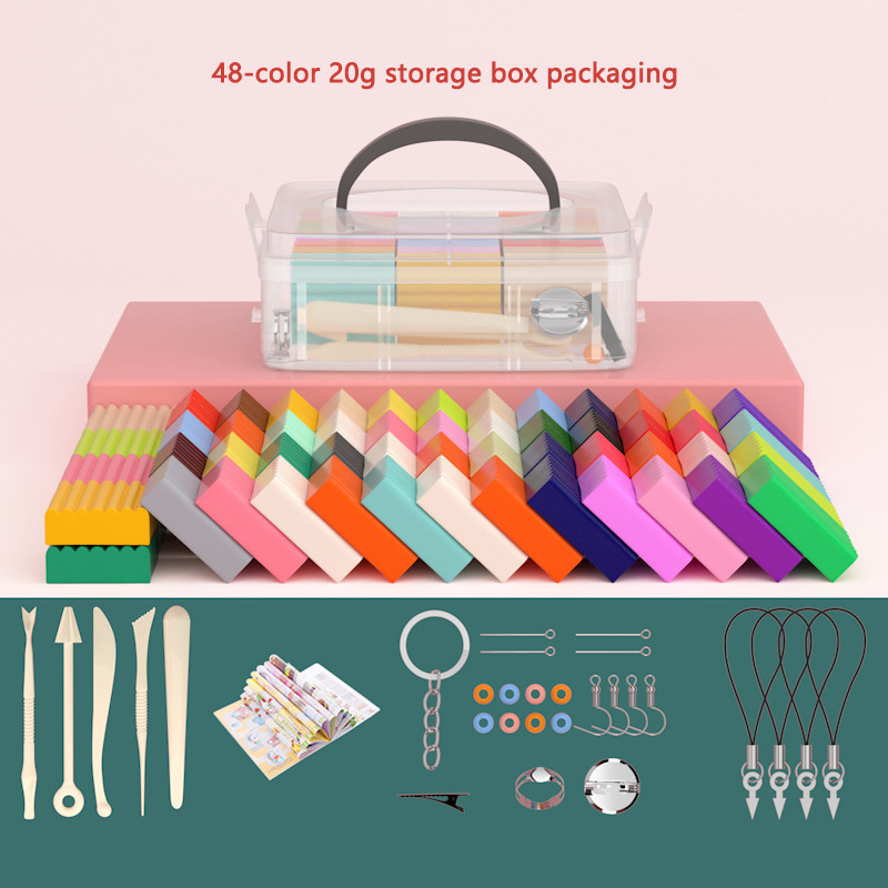 Polymer Clay 50 Colors Modeling Clay Kit DIY Oven Bake Clay with Sculpting Tools Accessories and Portable Storage Box