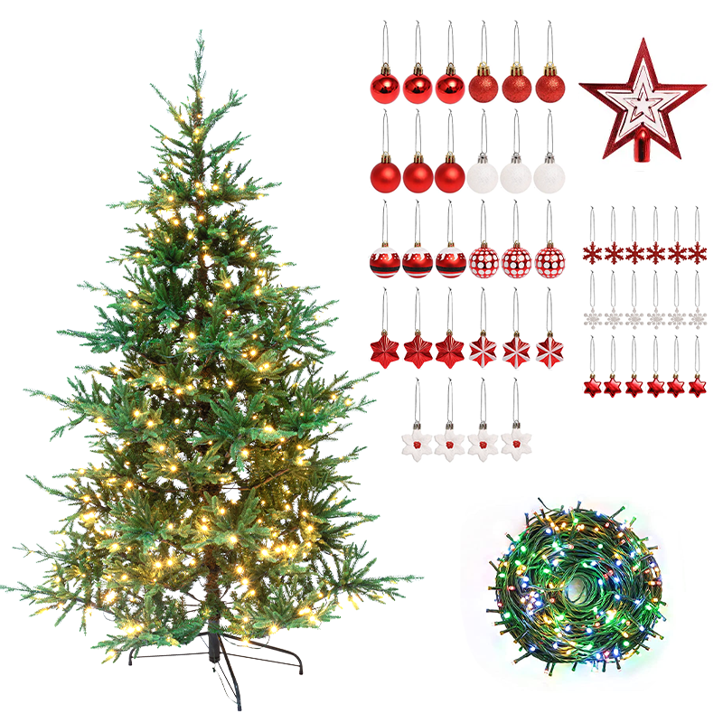 Xmas Tree High Quality Green Pvc Pet Pe Mixed New Made Artificial Christmas Tree With Ornaments