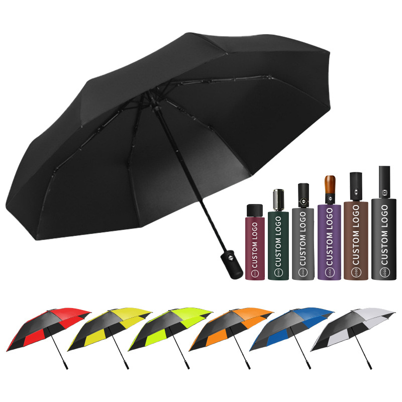 Customize Windproof Light Parasol Folding Rain Uv Automatic Custom Logo Golf Umbrellas Sun Umbrella With Flashlight