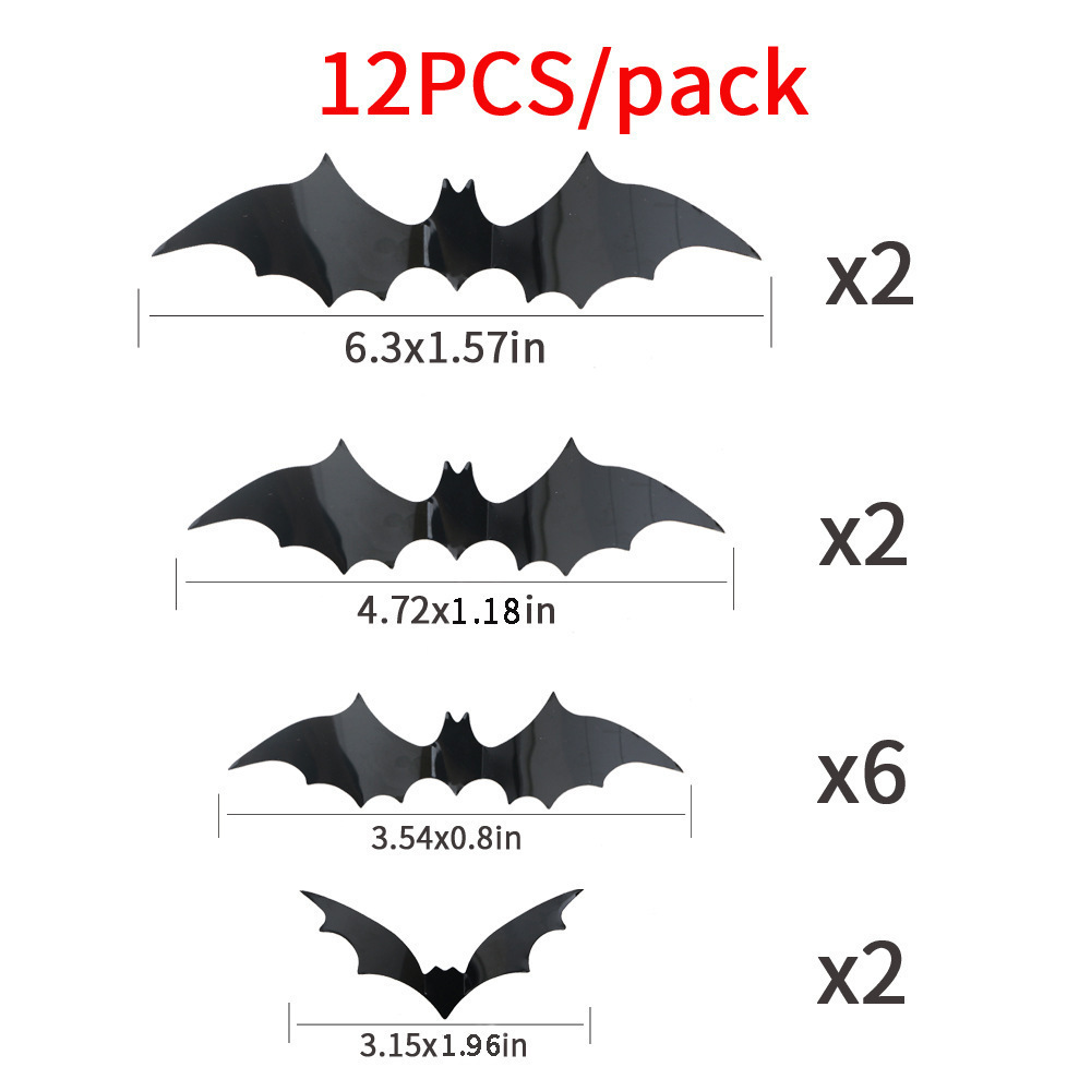 Halloween Decoration Bats Pasted 3D Black Stereoscopic Wall Pasted Stereoscopic Festive Party Atmosphere Decorative Stickers