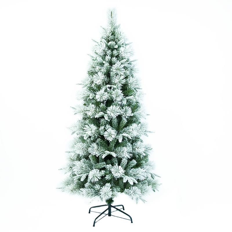 Slim Flocked Slim Singing Simulated Self-Assemble Santa Claus Christmas Tree 7Ft With Warm Lights