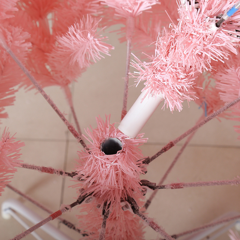 High Quality Artificial 3M Wire Cross 12 Ft Pink Smart Cedar String Christmas Tree Shaped Battery Led Light With Umbrella Base