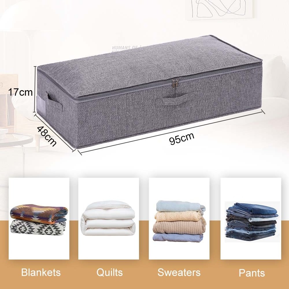 Fabric Folding With Cover Large Capacity Double Zipper Quilt Clothes Moisture-Proof Organizer