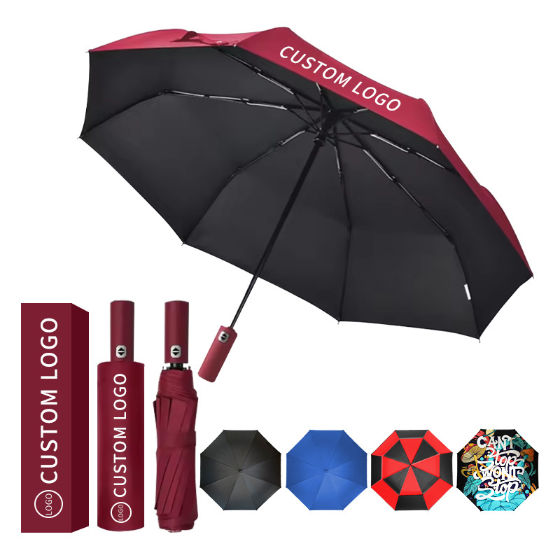 Customize Light Parasol Folding Rain Uv Automatic Custom Logo Golf Windproof Umbrellas Sun Folding Umbrella