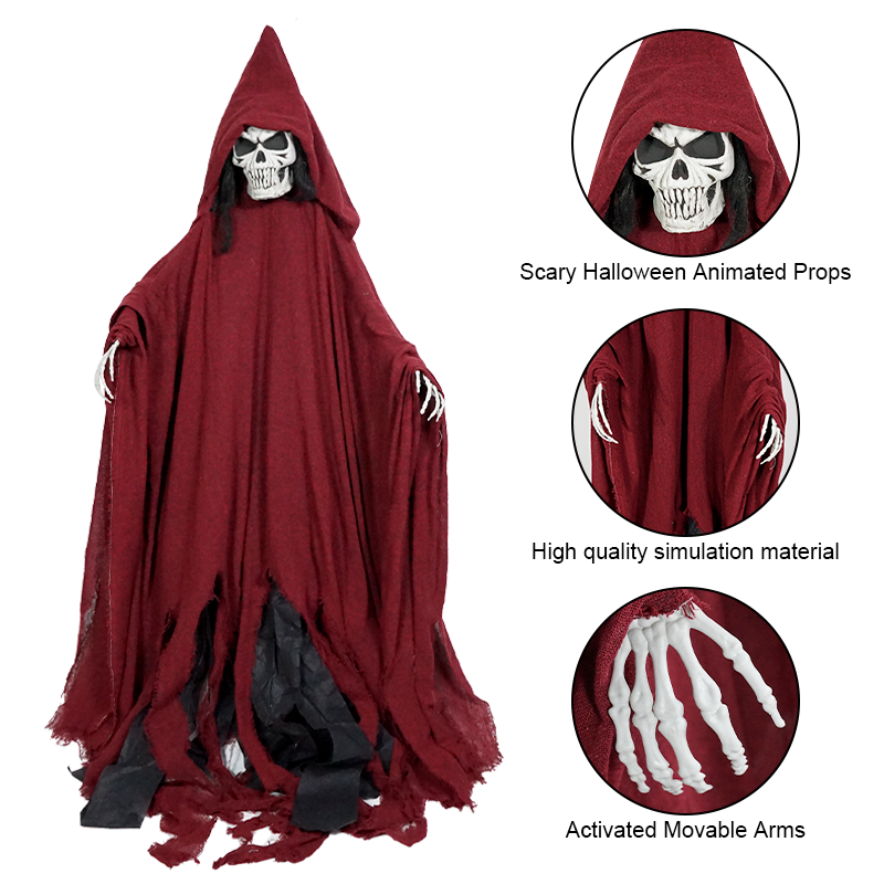 Red Life Size Giant Animated Glow In The Dark Scary Pose able Party Outdoor Supplies Decorations Skeleton For Halloween