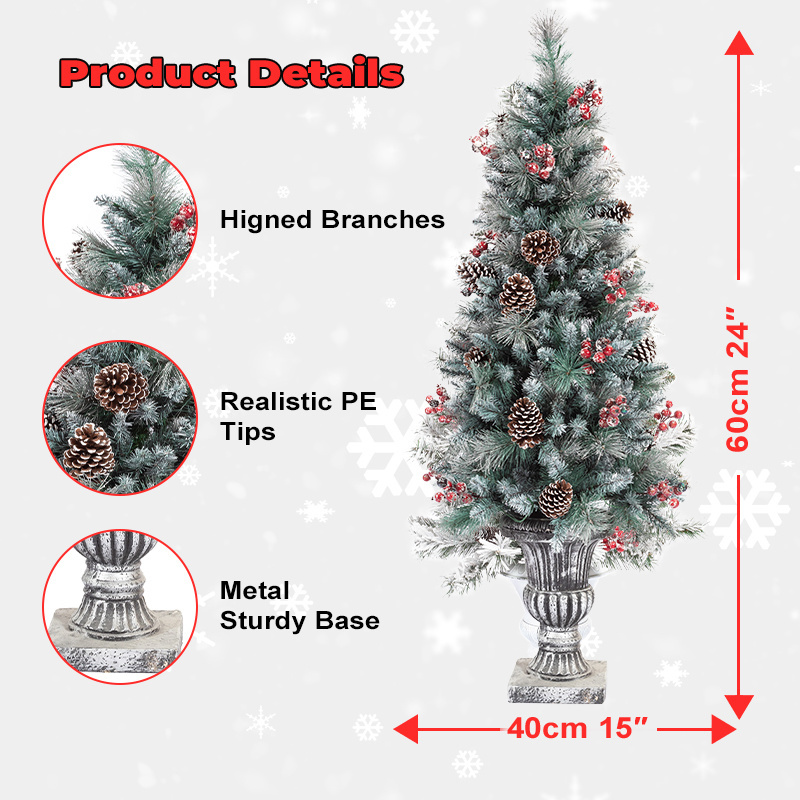 Seasonal Indoor Home Decor Artificial Cheap Night Light Flocked Pvc Christmas Tree With Red Berry