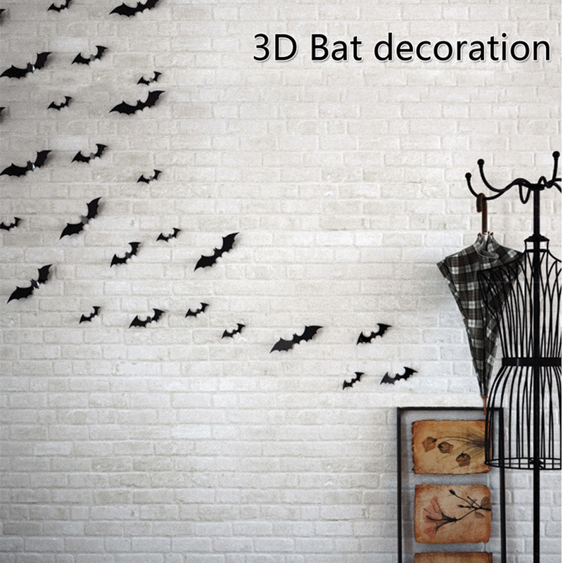 Halloween Decoration Bats Pasted 3D Black Stereoscopic Wall Pasted Stereoscopic Festive Party Atmosphere Decorative Stickers