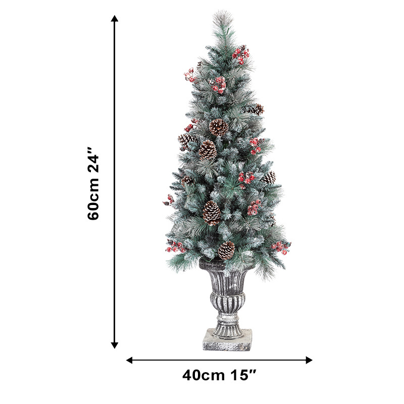 Seasonal Indoor Home Decor Artificial Cheap Night Light Flocked Pvc Christmas Tree With Red Berry