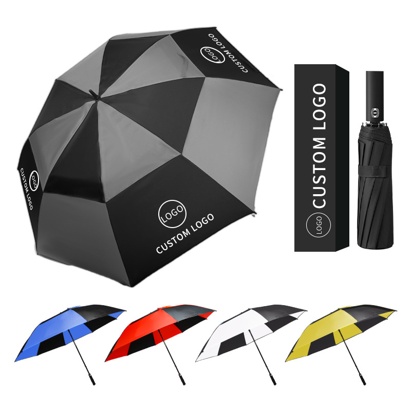 Customize Light Parasol Folding Rain Uv Automatic Custom Logo Golf Windproof Umbrellas Sun Folding Umbrella