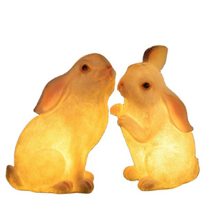 Outdoor Waterproof Lantern Fiberglass Lamp Animal Rabbit Lantern Statue LED Display For Garden Decoration