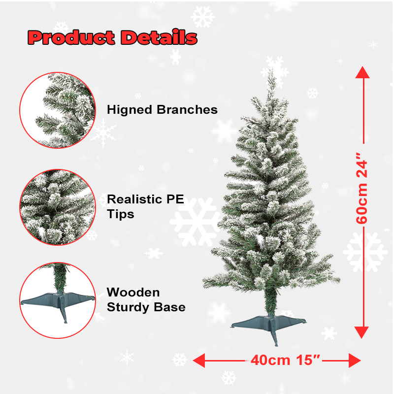 Home Entrance Decoration Pine Artificial Tabletop Mini Christmas Tree With Wooden Base&Led Lights