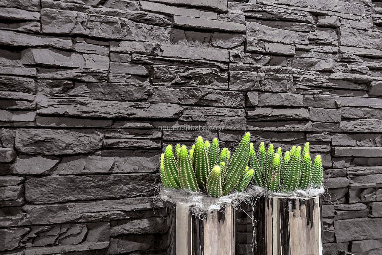 Faux soft stone decorative stone wall panels 3d pvc wood veneer slate stone veneer sheet for tall building decor