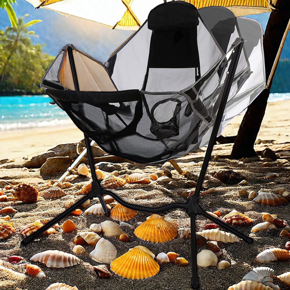 Portable Outdoor Camping Chair Fabric and Metal Hammock Rocking Swinging Beach Fishing Chair for Sale Steel Frame