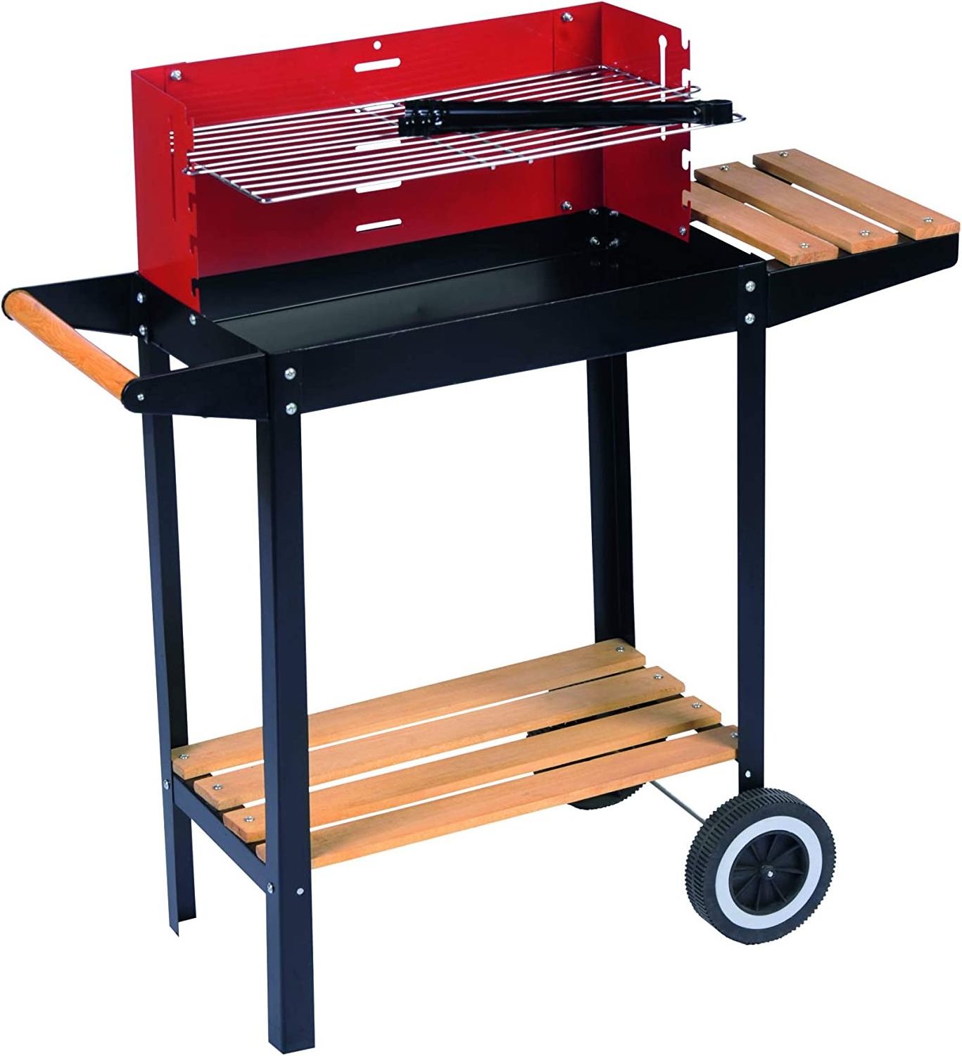 BBQ Charcoal grill with wooden shelf and warming grid simple grill easy assemble heat resistant fire grilling