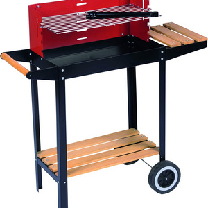 BBQ Charcoal grill with wooden shelf and warming grid simple grill easy assemble heat resistant fire grilling