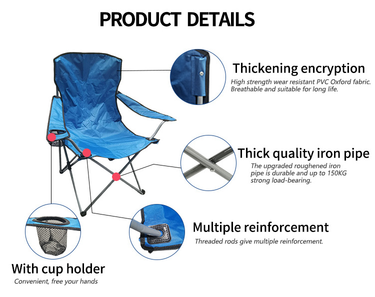 Lightweight Foldable Portable Outdoor Cheap Picnic Beach Camping Fishing Folding Chair with Armrest sillas plegables