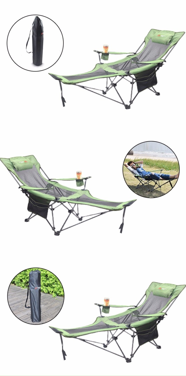 Modern Foldable Steel Tube Camp Chair Wholesale Outdoor Beach and Fishing Chair with Footrest in Oxford Fabric Metal Design