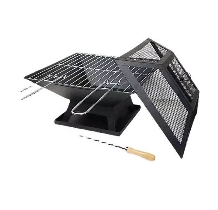 Outdoor easy clean BBQ fire pit 3-5 people picnic portable square brazier barbecue grill