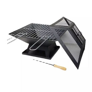 Outdoor easy clean BBQ fire pit 3-5 people picnic portable square brazier barbecue grill