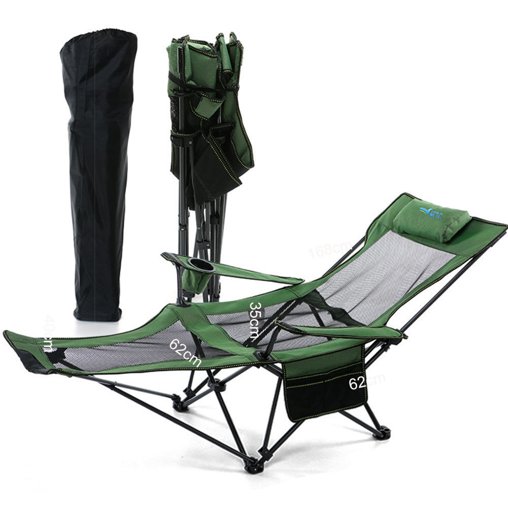 Modern Foldable Steel Tube Camp Chair Wholesale Outdoor Beach and Fishing Chair with Footrest in Oxford Fabric Metal Design