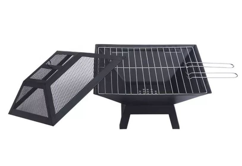 Outdoor easy clean BBQ fire pit 3-5 people picnic portable square brazier barbecue grill