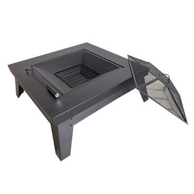 Classical outdoor garden fire pit table treasure steel top 3-in-1 BBQ fire pit table with cover