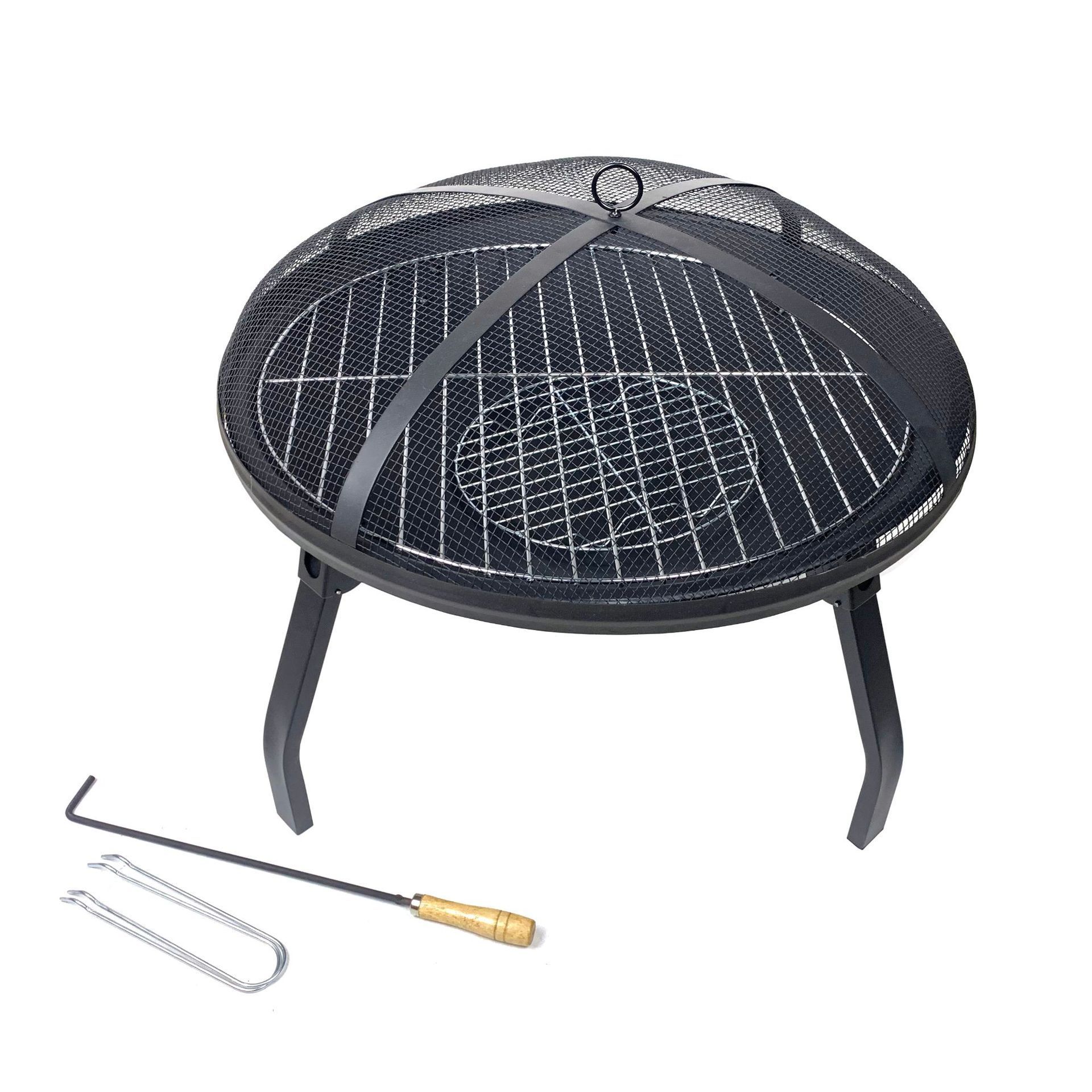 Outdoor folding bbq portable grill round brazier barbecue grill heating dual purpose camping stove