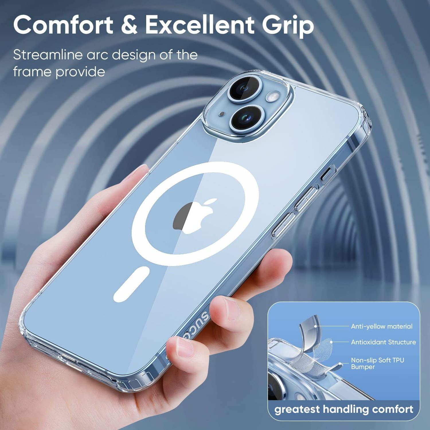 wireless charging magnetic mobile phone cover  waterproof luxury tpu clear cell phone case For iPhone 15 pro max case