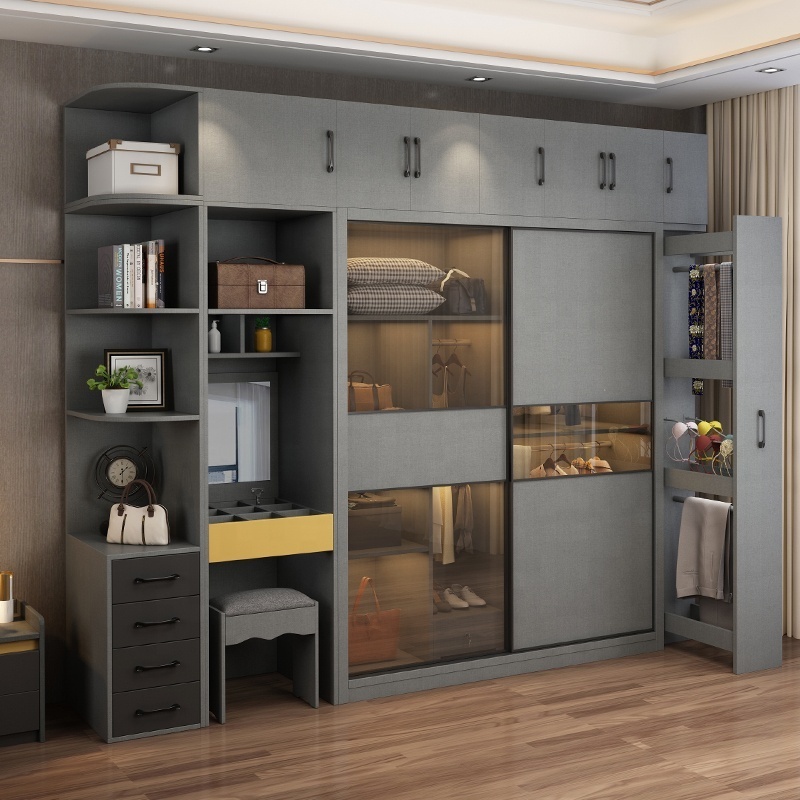 grey glass sliding door cabinet bedroom furniture modern wardrobe