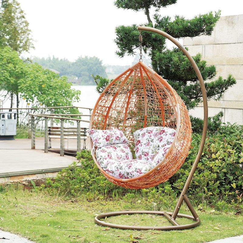 2021 adult outdoor garden balcony relax 2 person rattan resin hanging cheap double egg swing chair