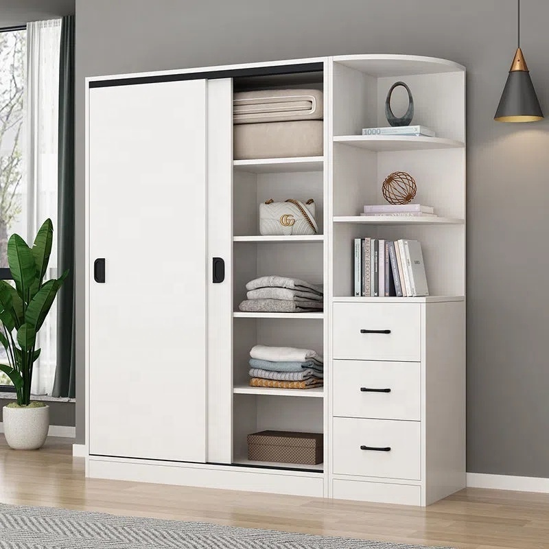 Hot sale 3 doors white cheap modern girls bedroom furniture wardrobes combination with storage closet cabinet