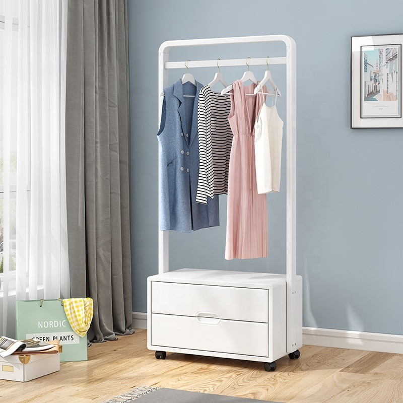 bedroom and entry fashion grey solid wood stand hanging clothes rail  rack with shoe and coat