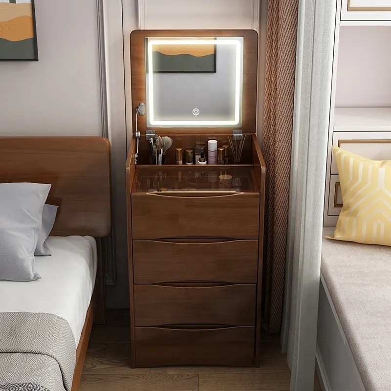 Wholesale price bedroom furniture solid wood dresser with drawer luxury makeup vanity dressing table with led mirror for bedroom