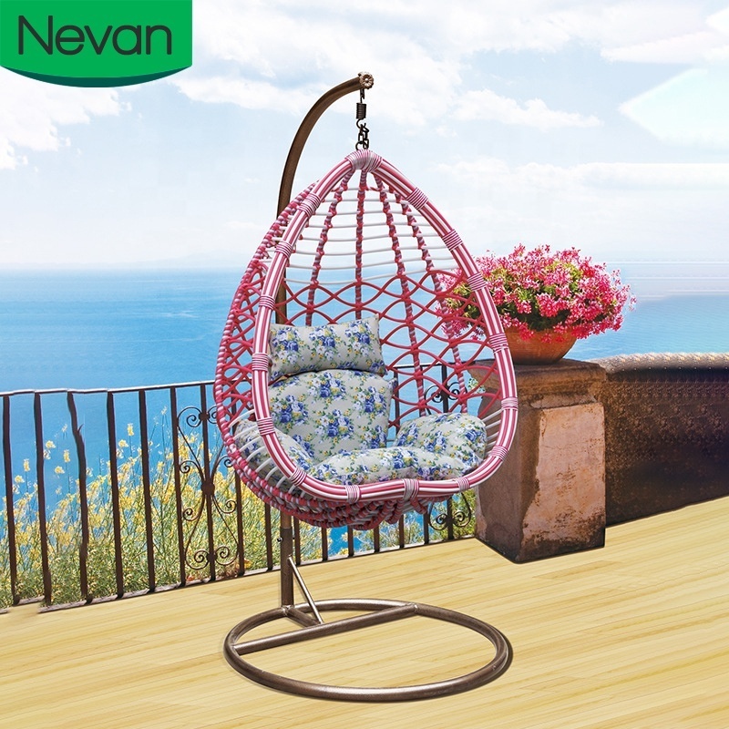 cheap hot sale single pink beauty outdoor rattan patio hanging garden egg swing chairs for adult