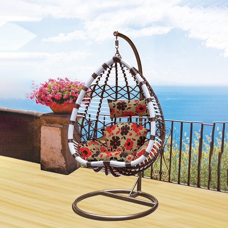 cheap hot sale single pink beauty outdoor rattan patio hanging garden egg swing chairs for adult